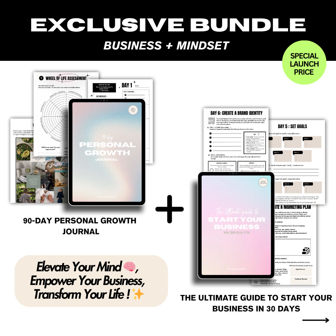 ✨ EXCLUSIVE BUNDLE: 90-Day Personal Growth Journal + 30 Days to Start Your Business ✨