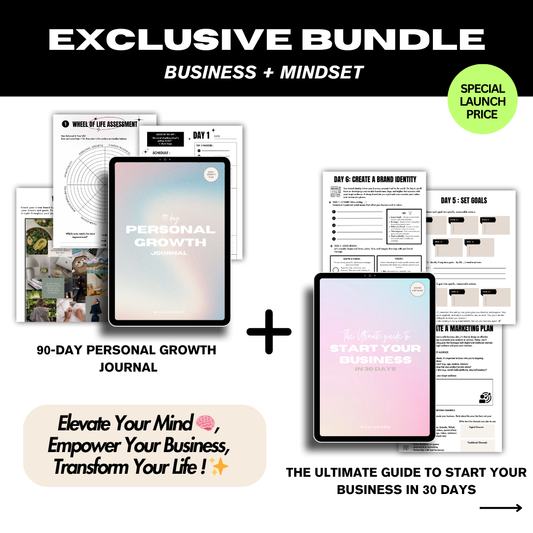 ✨ EXCLUSIVE BUNDLE: 90-Day Personal Growth Journal + 30 Days to Start Your Business ✨